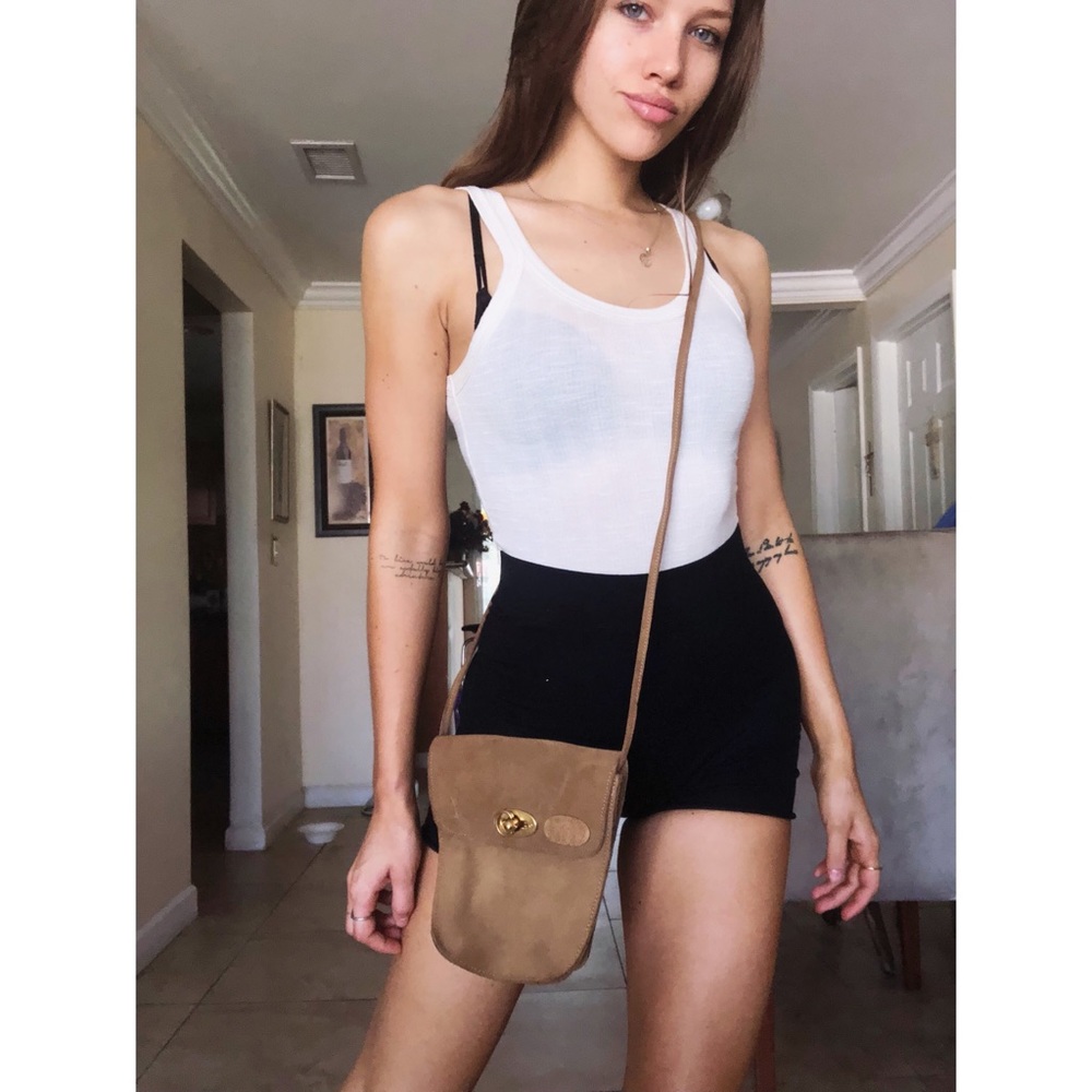 Vintage festival suede leather crossbody bag pouch - Picture 2 of 8